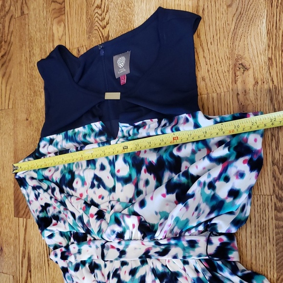 (L) Vince Camuto Art Deco Keyhole Cut Out Colorful Wide Leg Loose Abstract - Picture 7 of 8